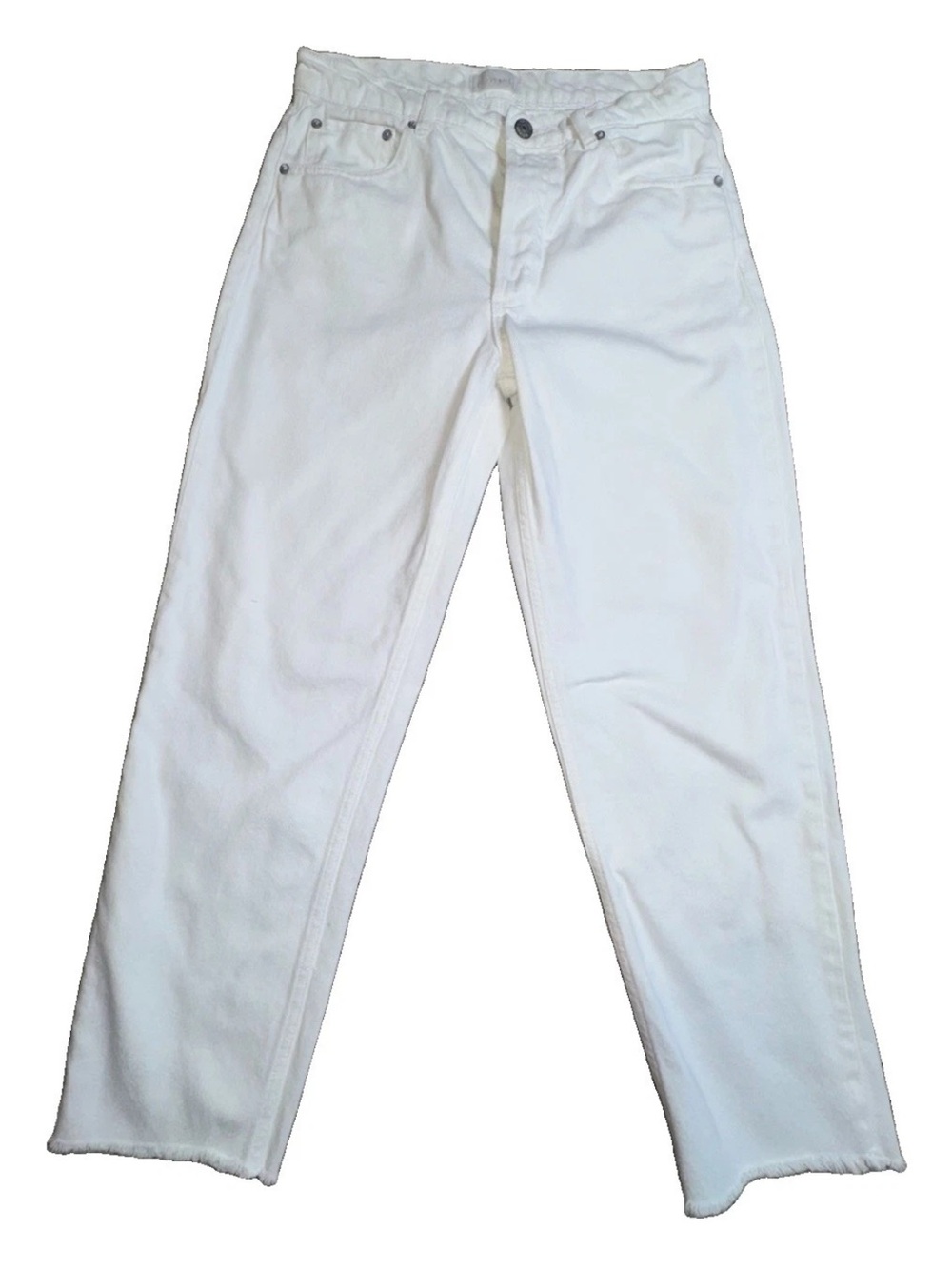 Boyish White Jeans The Tommy High Rise Straight Size 27 Authentic Rigid Raw Hem
